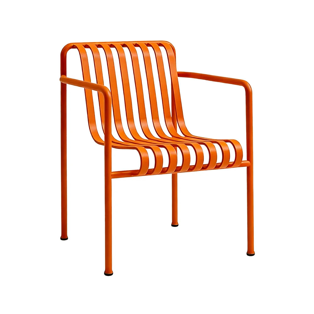 SOLARA Outdoor Metal Seating Collection - Bench, Lounger, Bar Stool & Dining Chair, Heavy-Duty Steel Frame, Weather-Resistant Finish - Orange