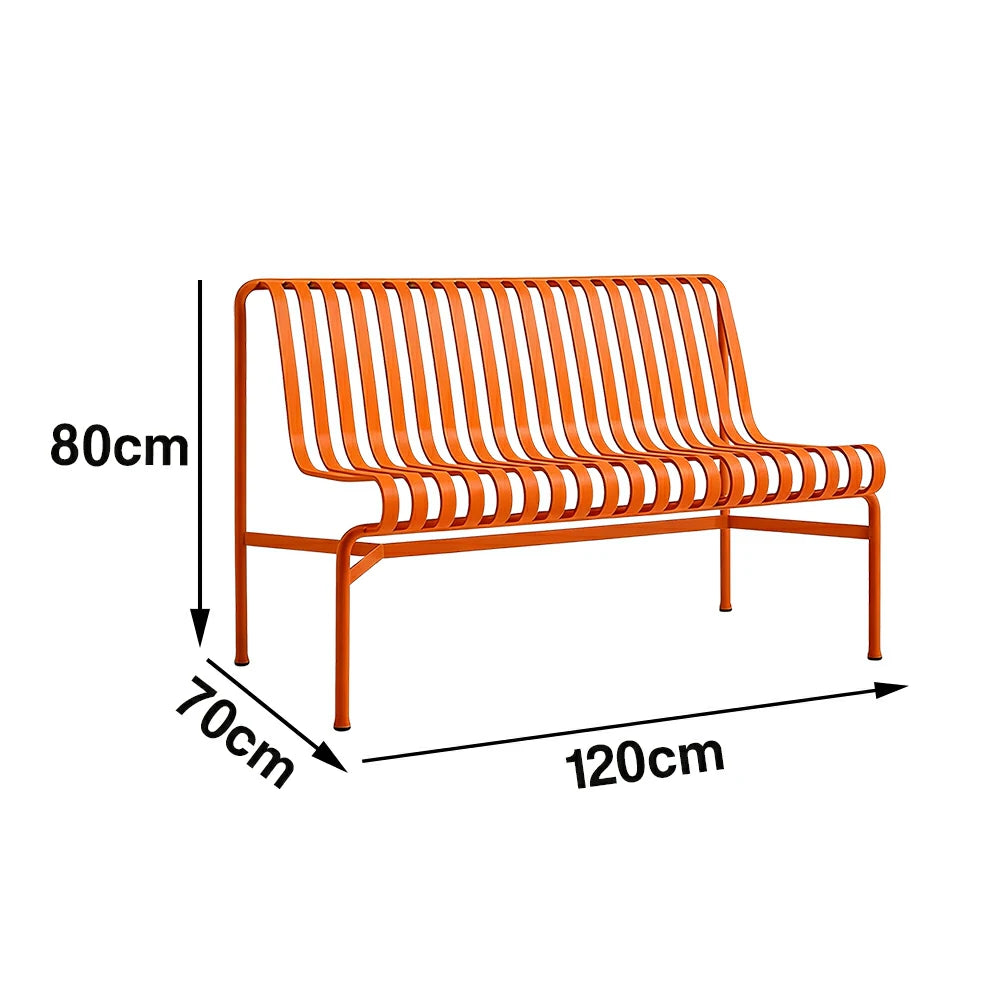 SOLARA Outdoor Metal Seating Collection - Bench, Lounger, Bar Stool & Dining Chair, Heavy-Duty Steel Frame, Weather-Resistant Finish - Orange