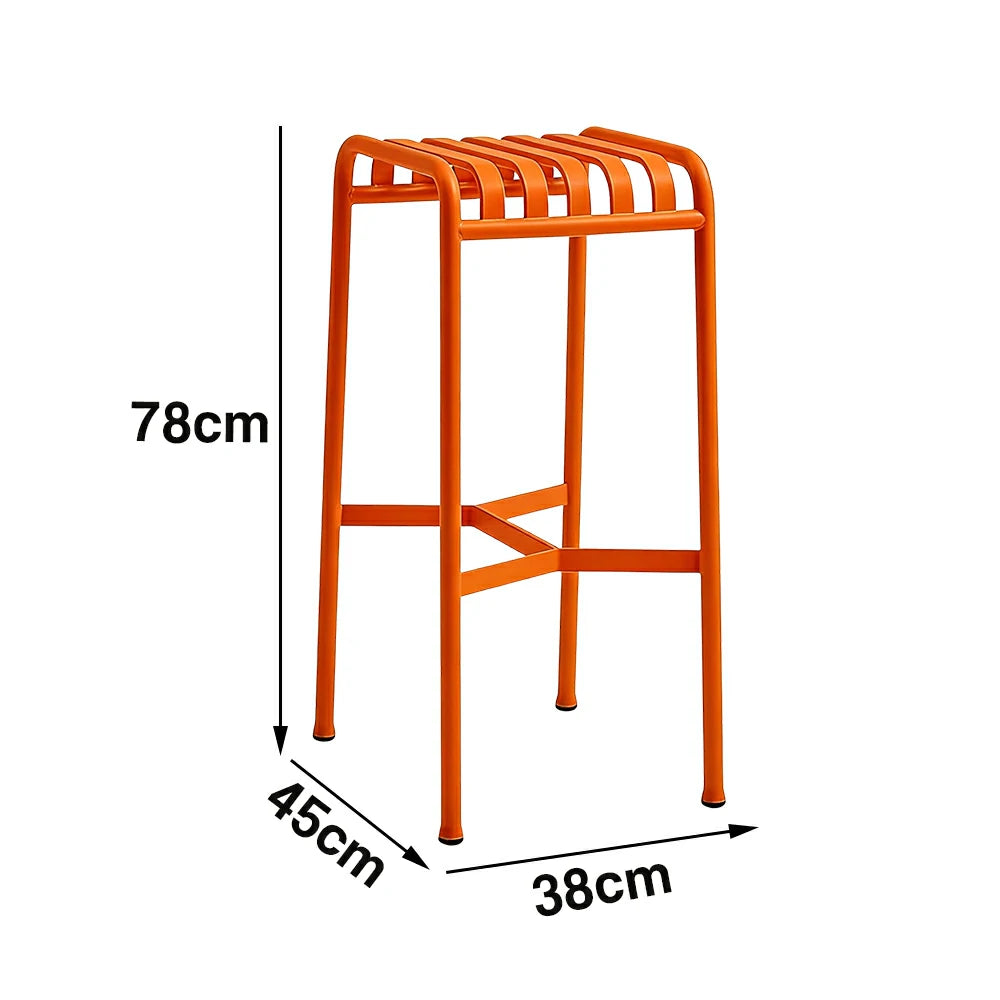 SOLARA Outdoor Metal Seating Collection - Bench, Lounger, Bar Stool & Dining Chair, Heavy-Duty Steel Frame, Weather-Resistant Finish - Orange