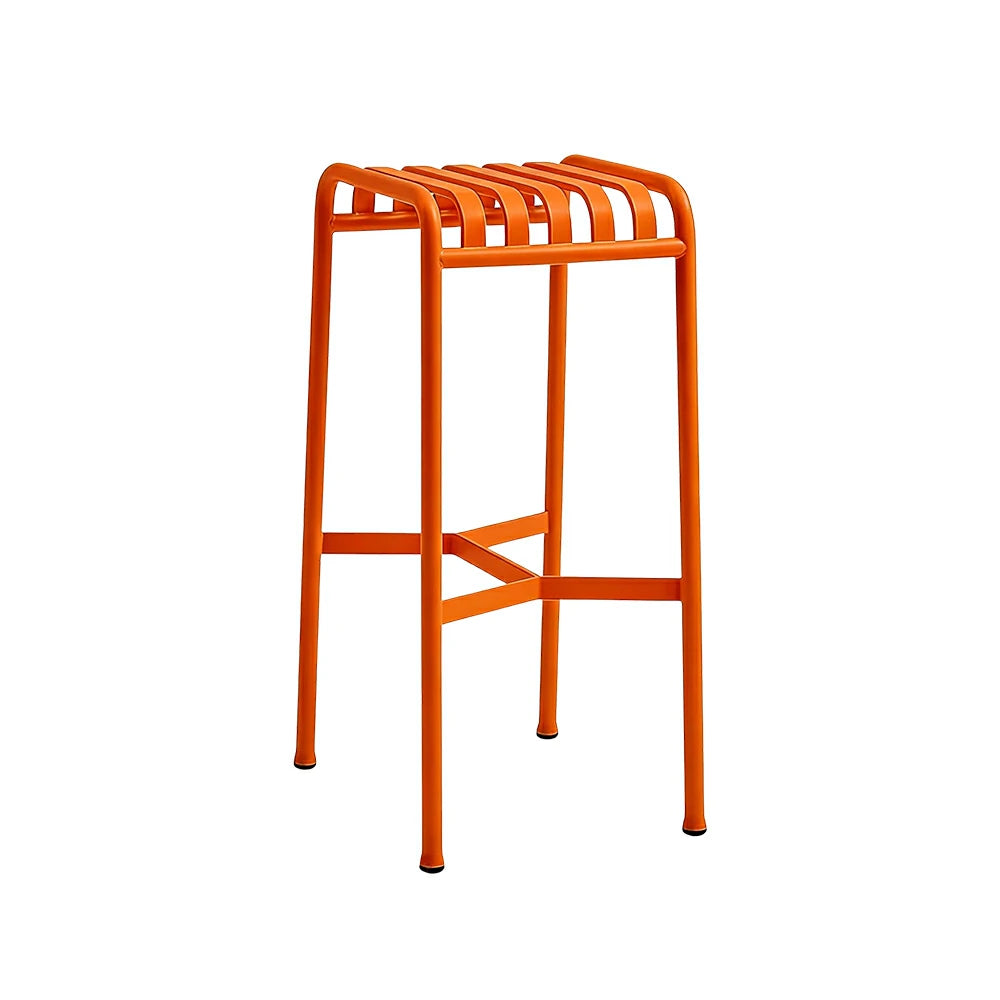 SOLARA Outdoor Metal Seating Collection - Bench, Lounger, Bar Stool & Dining Chair, Heavy-Duty Steel Frame, Weather-Resistant Finish - Orange