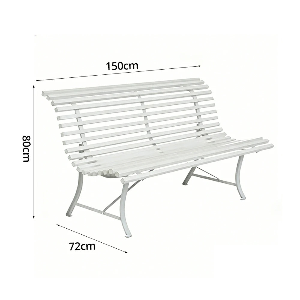 SOLARA 150/200cm Outdoor Bench - High-Strength Iron Frame, Weather-Resistant Coating, Modern Curved Design, Perfect for Gardens, Patios & Commercial Spaces - White