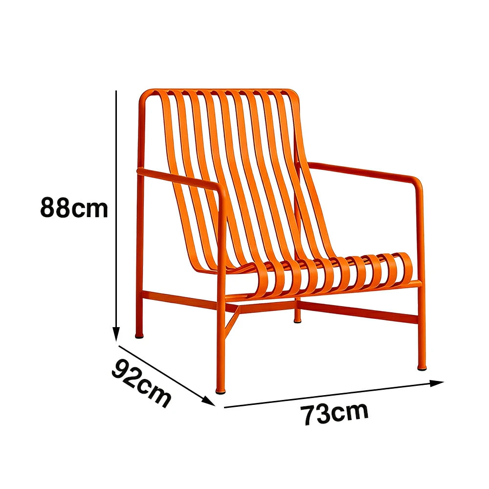 SOLARA Outdoor Metal Seating Collection - Bench, Lounger, Bar Stool & Dining Chair, Heavy-Duty Steel Frame, Weather-Resistant Finish - Orange