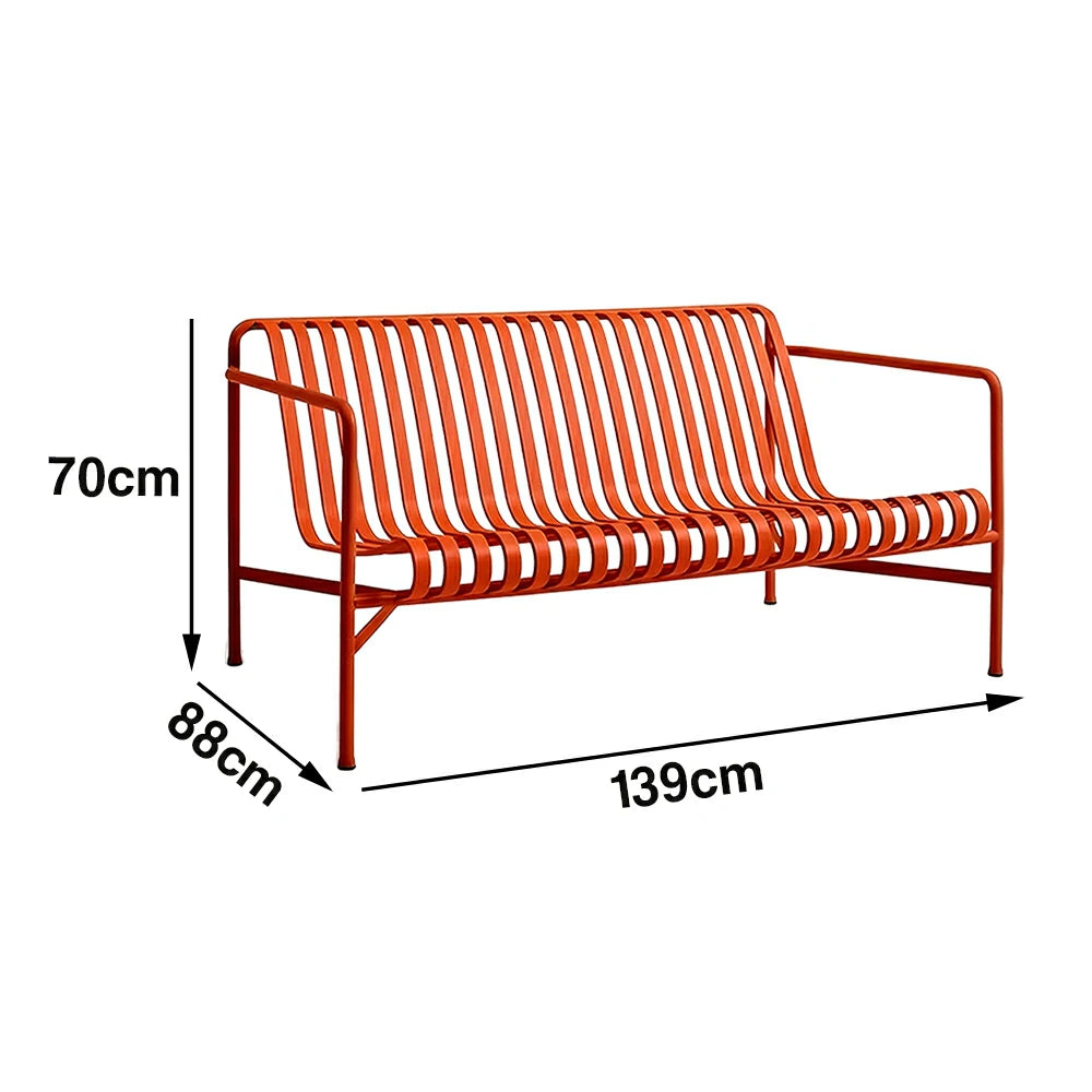 SOLARA Outdoor Metal Seating Collection - Bench, Lounger, Bar Stool & Dining Chair, Heavy-Duty Steel Frame, Weather-Resistant Finish - Orange