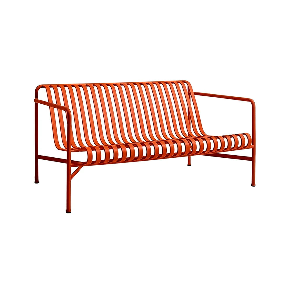 SOLARA Outdoor Metal Seating Collection - Bench, Lounger, Bar Stool & Dining Chair, Heavy-Duty Steel Frame, Weather-Resistant Finish - Orange