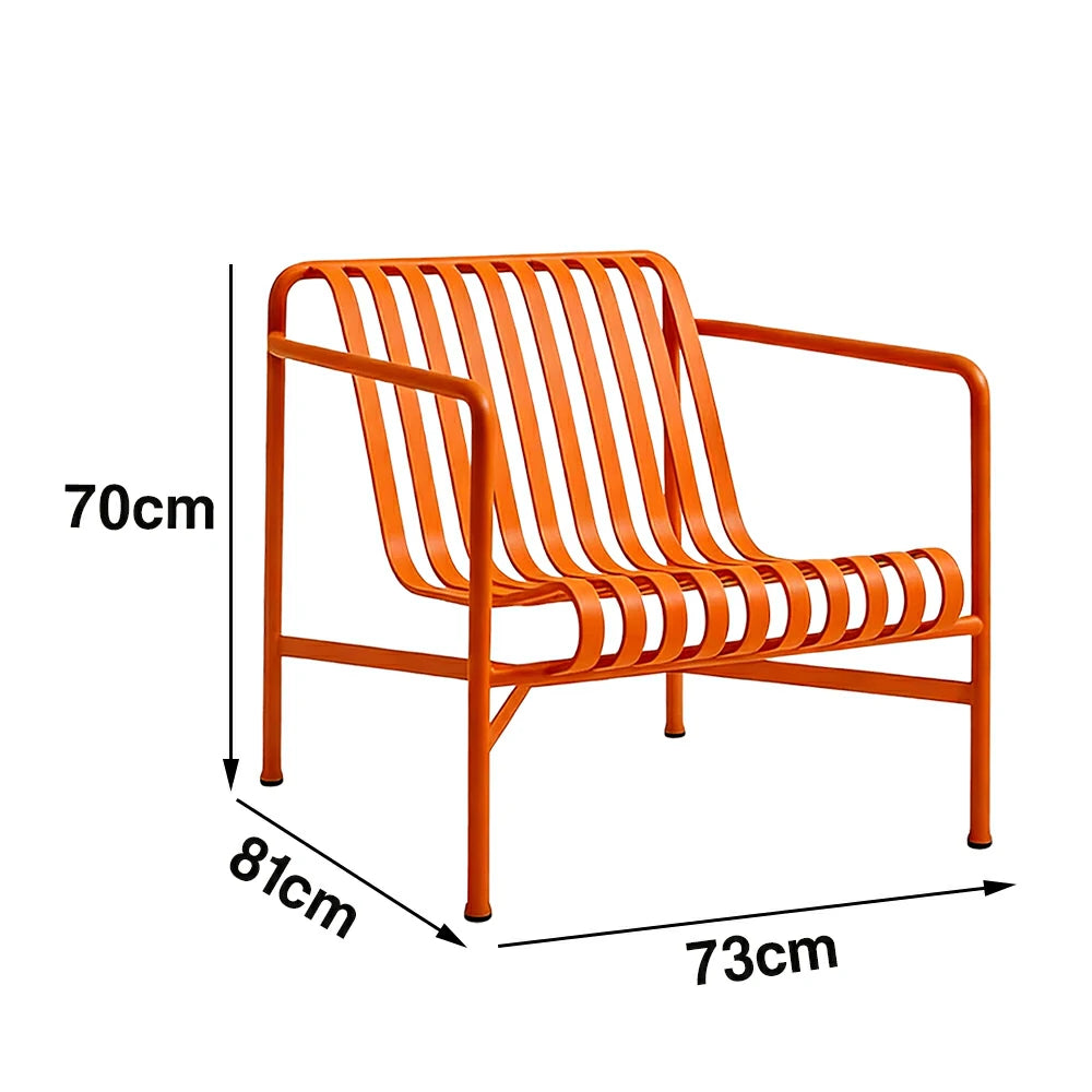 SOLARA Outdoor Metal Seating Collection - Bench, Lounger, Bar Stool & Dining Chair, Heavy-Duty Steel Frame, Weather-Resistant Finish - Orange