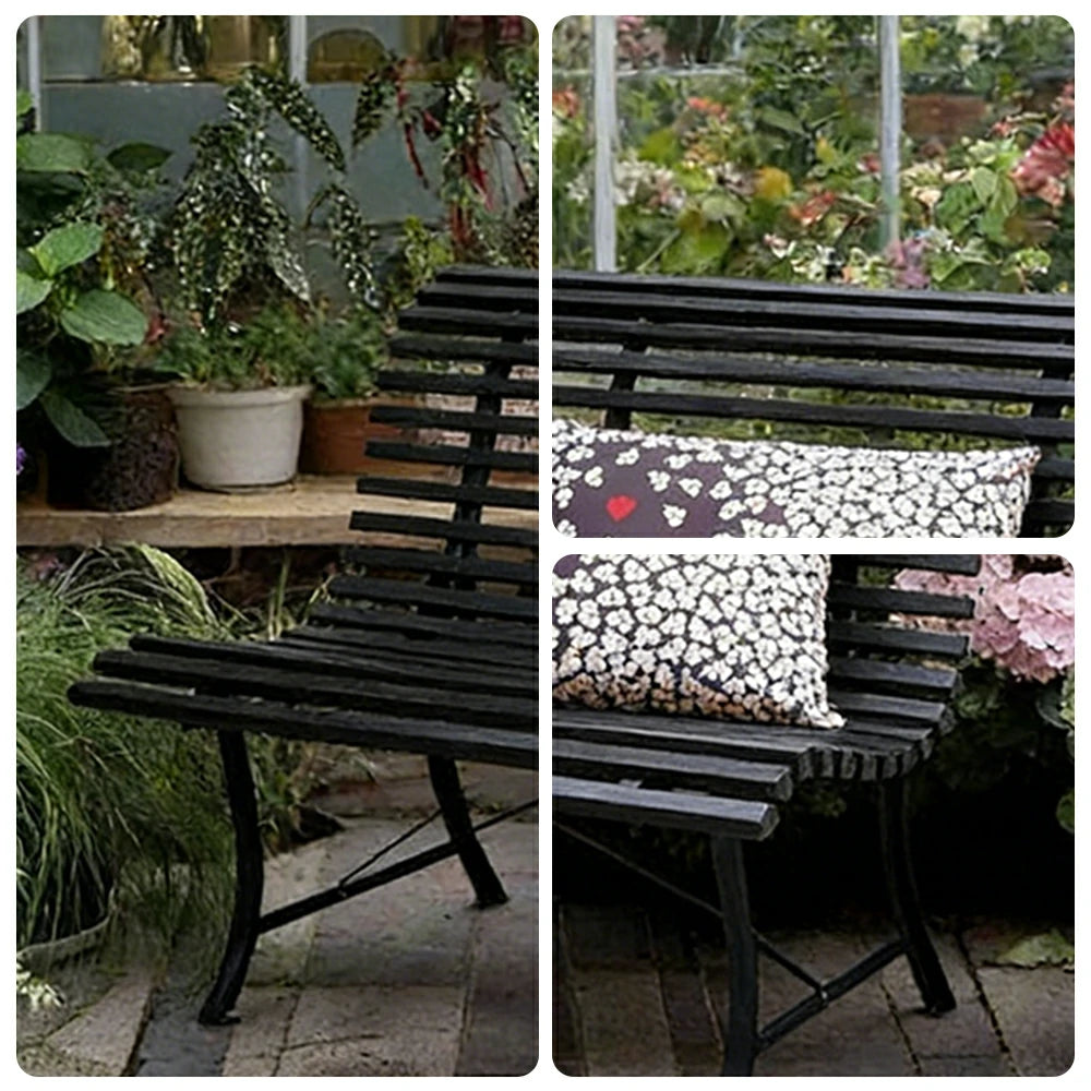 SOLARA 150/200cm Outdoor Bench - High-Strength Iron Frame, Weather-Resistant Coating, Modern Curved Design, Perfect for Gardens, Patios & Commercial Spaces - Black