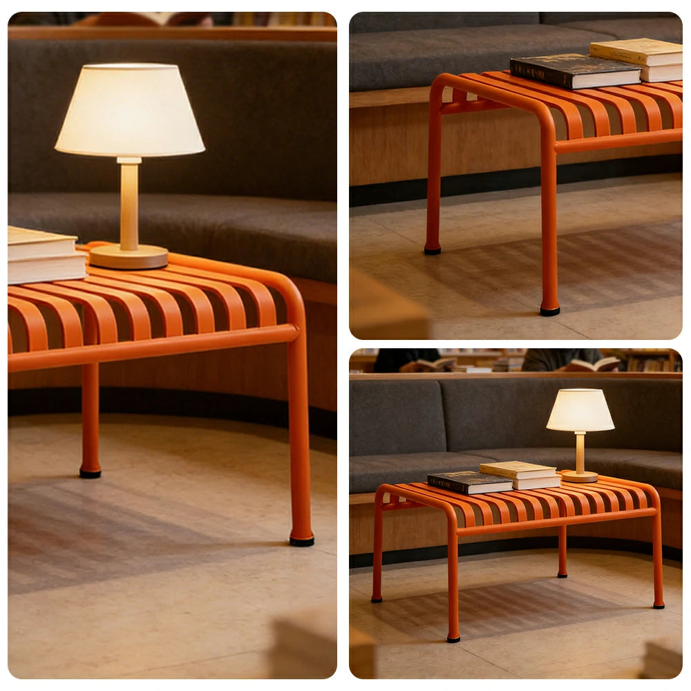 SOLARA Outdoor Metal Furniture Collection - Coffee Table, Long Table, Low Table & Dining Table, Heavy-Duty Steel Frame, Weather-Resistant Finish - Orange