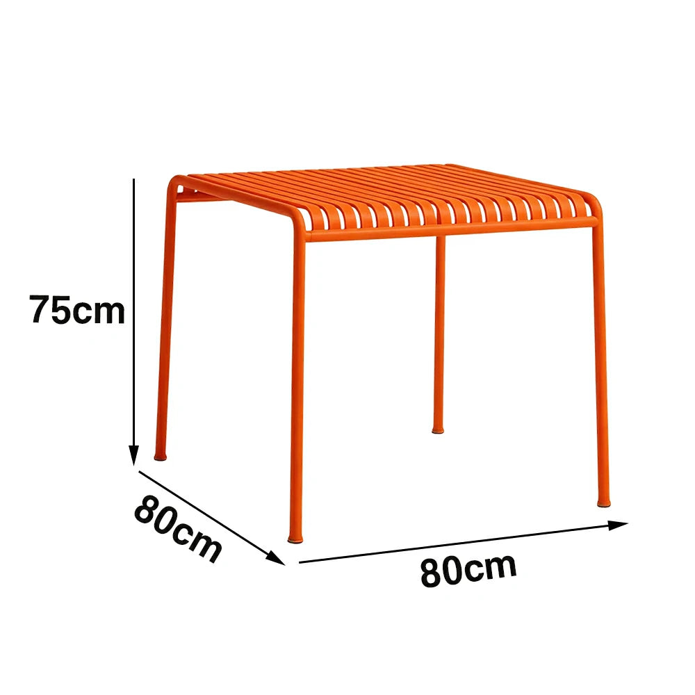 SOLARA Outdoor Metal Furniture Collection - Coffee Table, Long Table, Low Table & Dining Table, Heavy-Duty Steel Frame, Weather-Resistant Finish - Orange