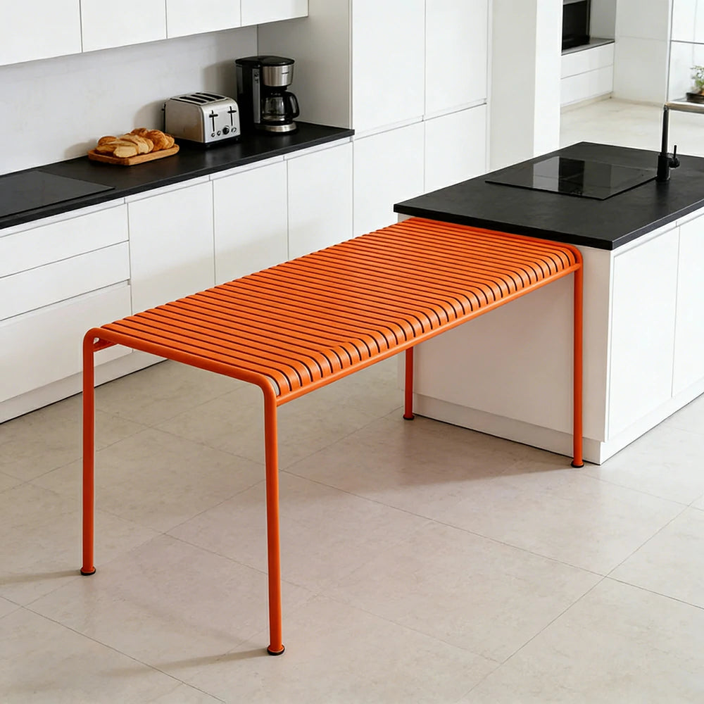 SOLARA Outdoor Metal Furniture Collection - Coffee Table, Long Table, Low Table & Dining Table, Heavy-Duty Steel Frame, Weather-Resistant Finish - Orange