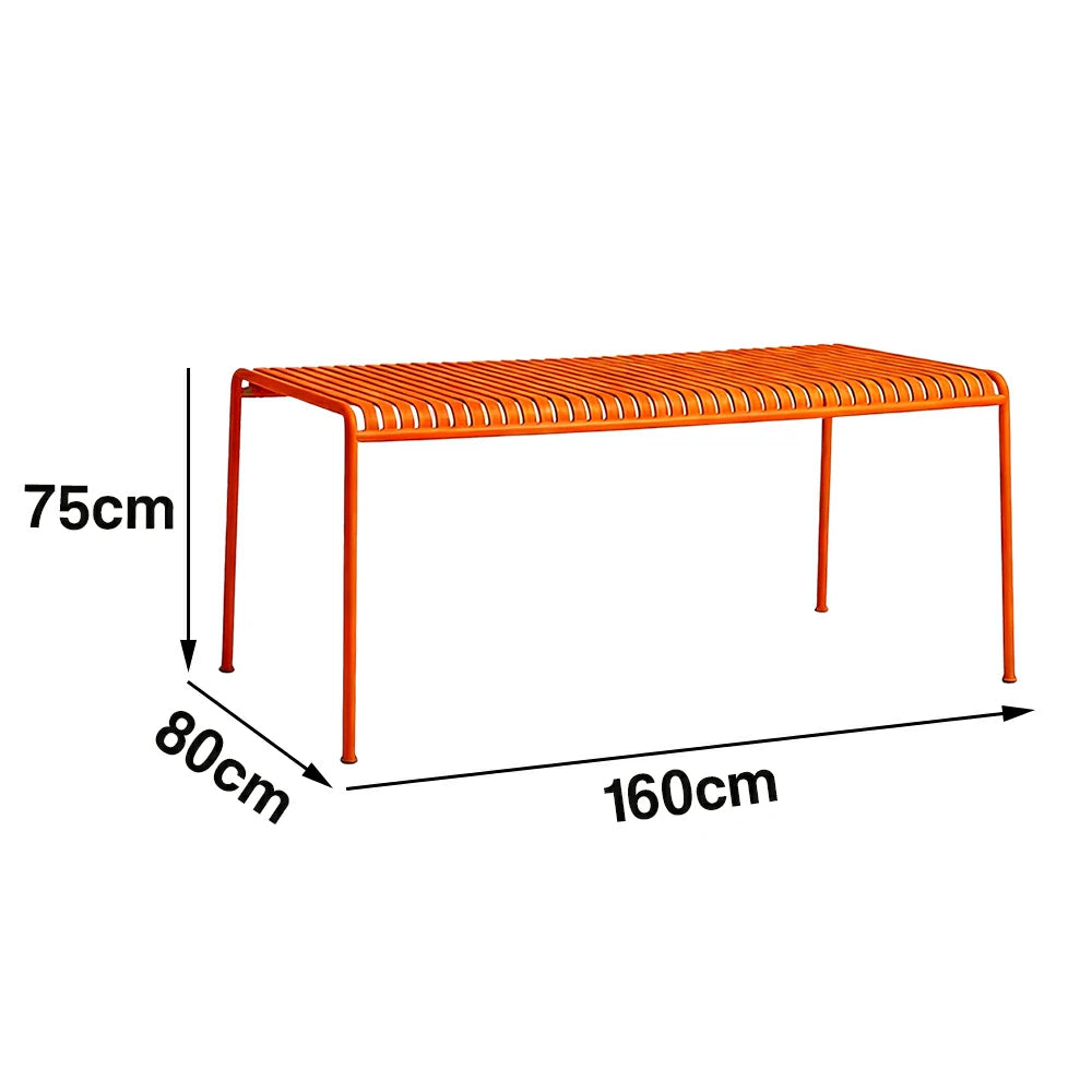 SOLARA Outdoor Metal Furniture Collection - Coffee Table, Long Table, Low Table & Dining Table, Heavy-Duty Steel Frame, Weather-Resistant Finish - Orange