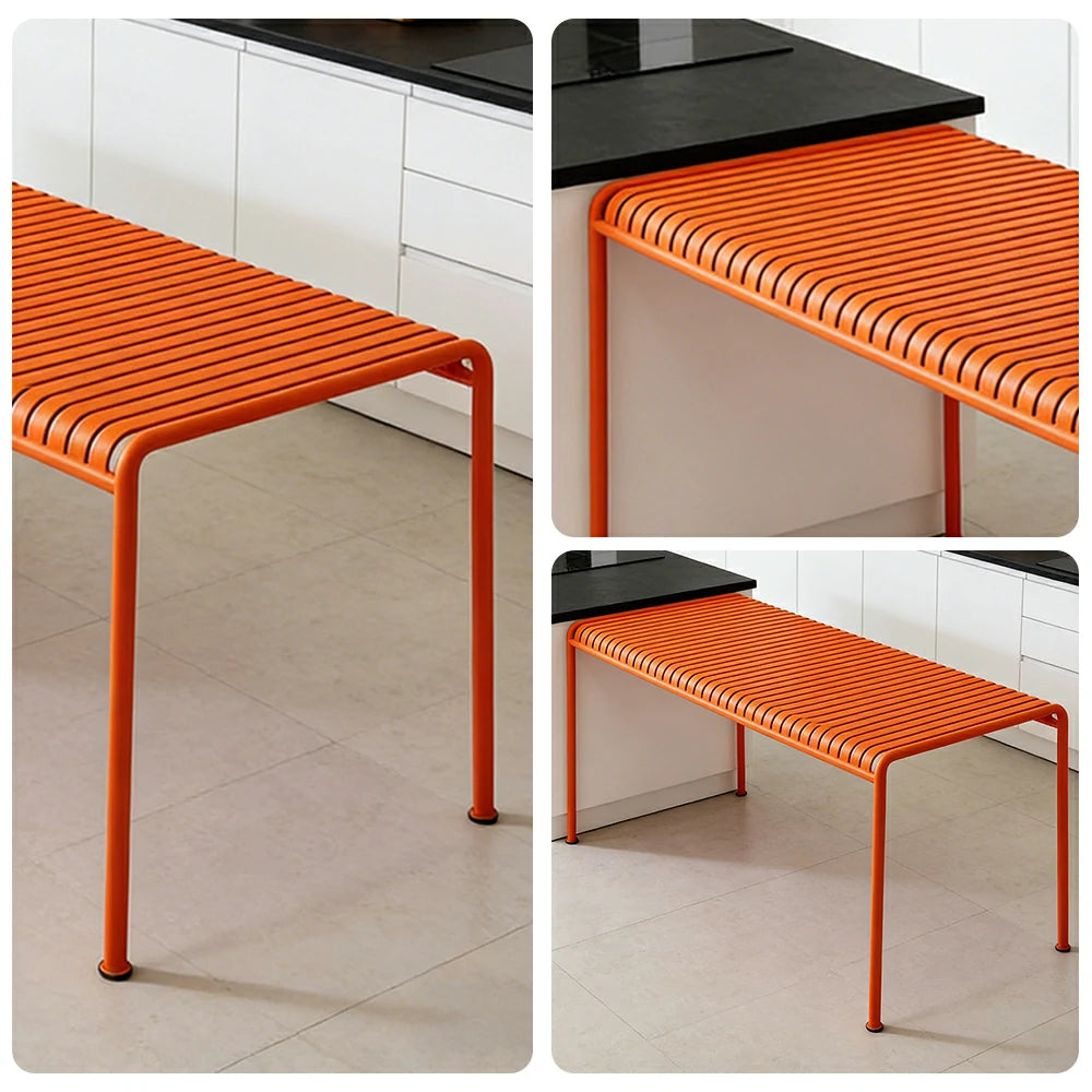 SOLARA Outdoor Metal Furniture Collection - Coffee Table, Long Table, Low Table & Dining Table, Heavy-Duty Steel Frame, Weather-Resistant Finish - Orange