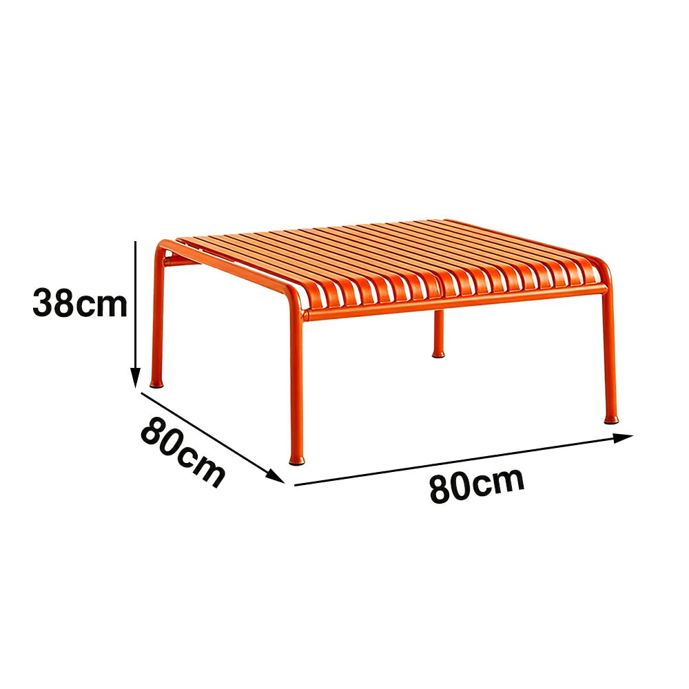 SOLARA Outdoor Metal Furniture Collection - Coffee Table, Long Table, Low Table & Dining Table, Heavy-Duty Steel Frame, Weather-Resistant Finish - Orange