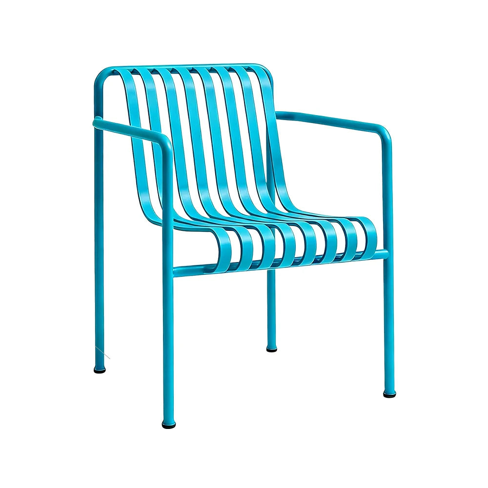 SOLARA Outdoor Metal Seating Collection - Bench, Lounger, Bar Stool & Dining Chair, Heavy-Duty Steel Frame, Weather-Resistant Finish - Light Blue