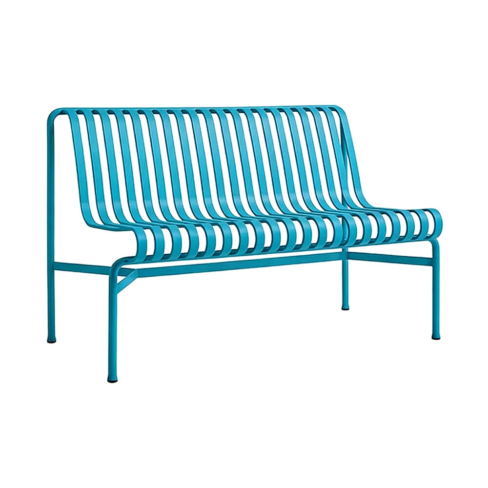 SOLARA Outdoor Metal Seating Collection - Bench, Lounger, Bar Stool & Dining Chair, Heavy-Duty Steel Frame, Weather-Resistant Finish - Light Blue