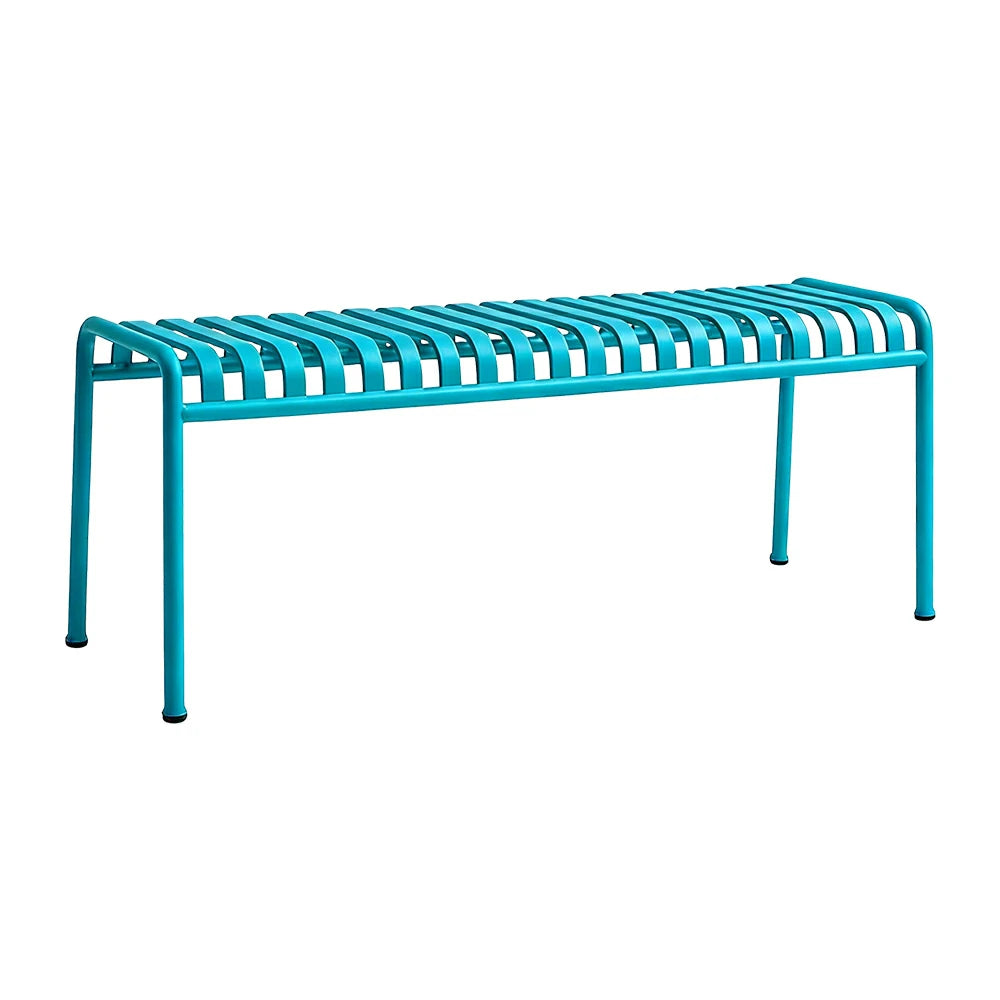 SOLARA Outdoor Metal Seating Collection - Bench, Lounger, Bar Stool & Dining Chair, Heavy-Duty Steel Frame, Weather-Resistant Finish - Light Blue