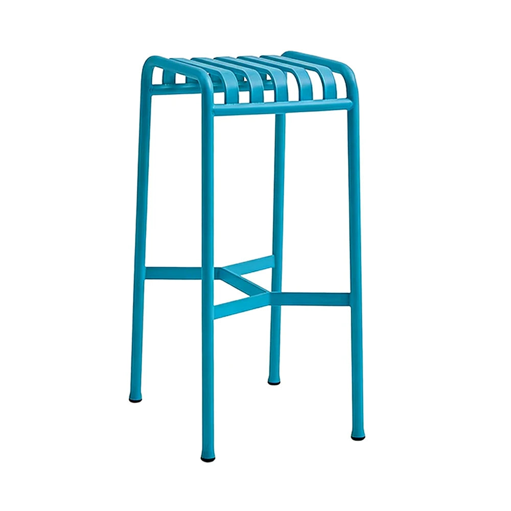 SOLARA Outdoor Metal Seating Collection - Bench, Lounger, Bar Stool & Dining Chair, Heavy-Duty Steel Frame, Weather-Resistant Finish - Light Blue