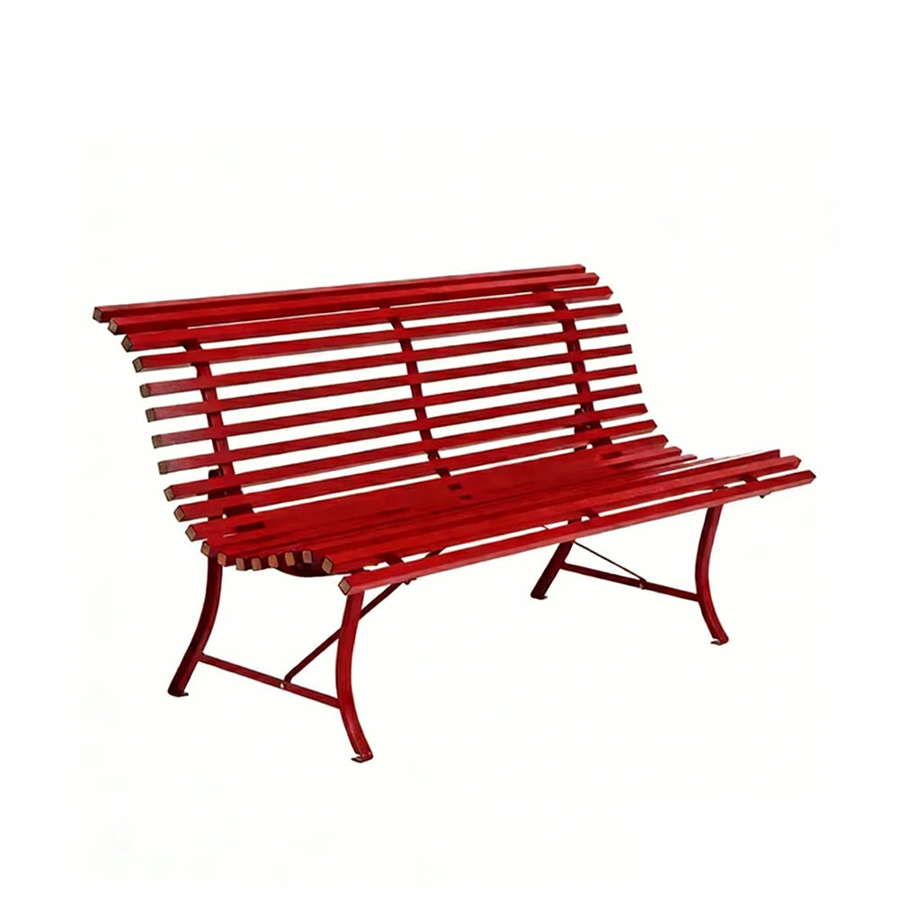 SOLARA 150/200cm Outdoor Bench - High-Strength Iron Frame, Weather-Resistant Coating, Modern Curved Design, Perfect for Gardens, Patios & Commercial Spaces - Red
