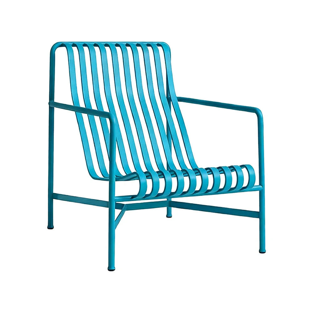 SOLARA Outdoor Metal Seating Collection - Bench, Lounger, Bar Stool & Dining Chair, Heavy-Duty Steel Frame, Weather-Resistant Finish - Light Blue
