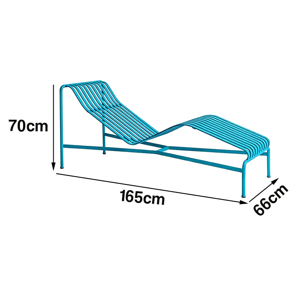 SOLARA Outdoor Metal Seating Collection - Bench, Lounger, Bar Stool & Dining Chair, Heavy-Duty Steel Frame, Weather-Resistant Finish - Light Blue