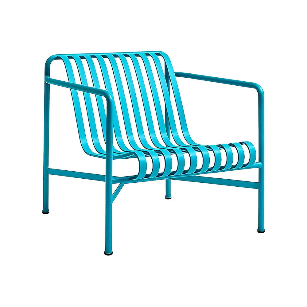 SOLARA Outdoor Metal Seating Collection - Bench, Lounger, Bar Stool & Dining Chair, Heavy-Duty Steel Frame, Weather-Resistant Finish - Light Blue