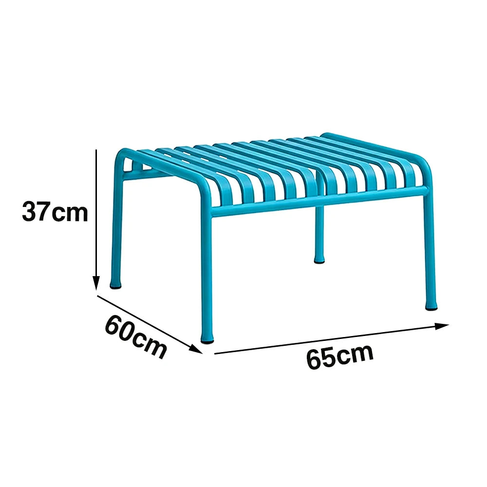 SOLARA Outdoor Metal Furniture Collection - Coffee Table, Long Table, Low Table & Dining Table, Heavy-Duty Steel Frame, Weather-Resistant Finish - Light Blue