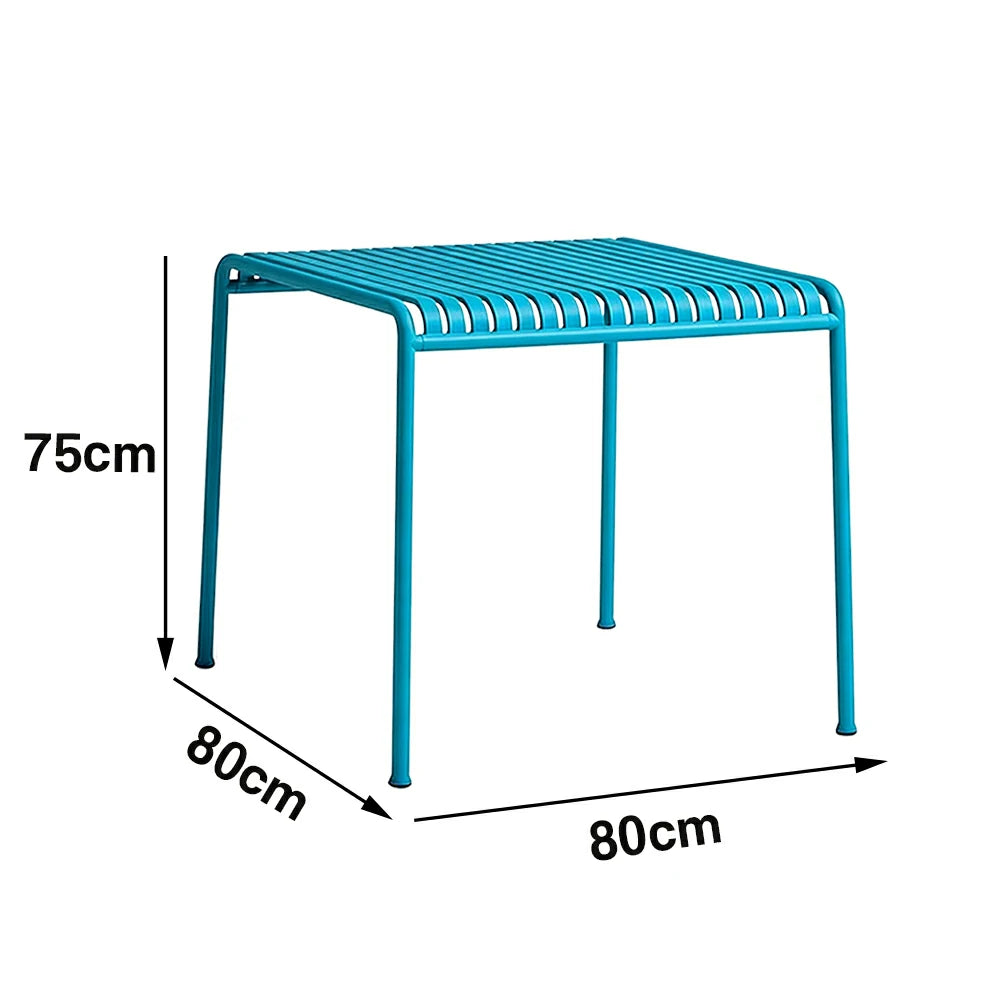SOLARA Outdoor Metal Furniture Collection - Coffee Table, Long Table, Low Table & Dining Table, Heavy-Duty Steel Frame, Weather-Resistant Finish - Light Blue