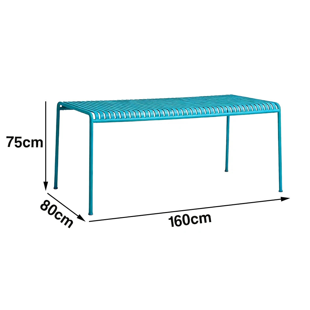 SOLARA Outdoor Metal Furniture Collection - Coffee Table, Long Table, Low Table & Dining Table, Heavy-Duty Steel Frame, Weather-Resistant Finish - Light Blue
