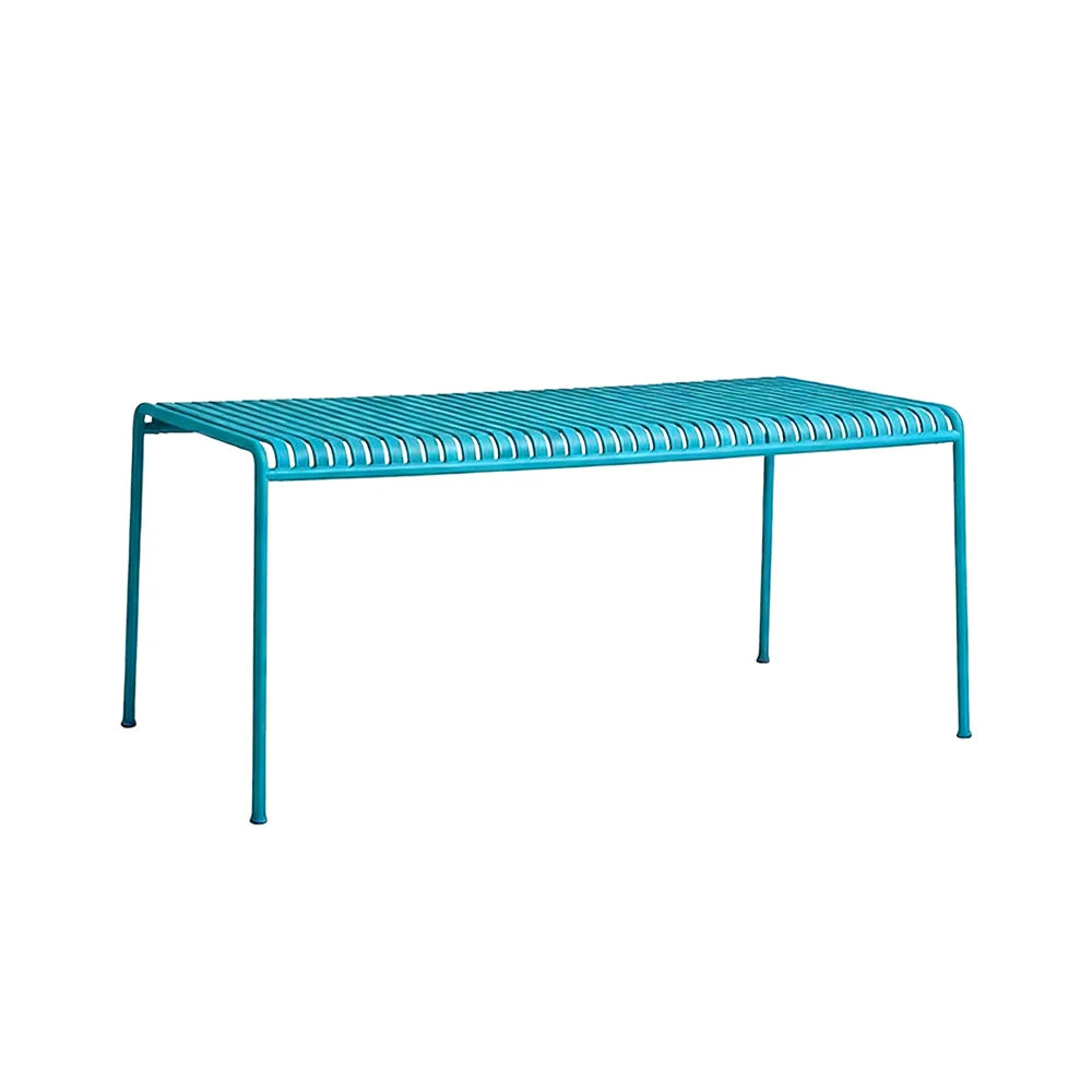 SOLARA Outdoor Metal Furniture Collection - Coffee Table, Long Table, Low Table & Dining Table, Heavy-Duty Steel Frame, Weather-Resistant Finish - Light Blue