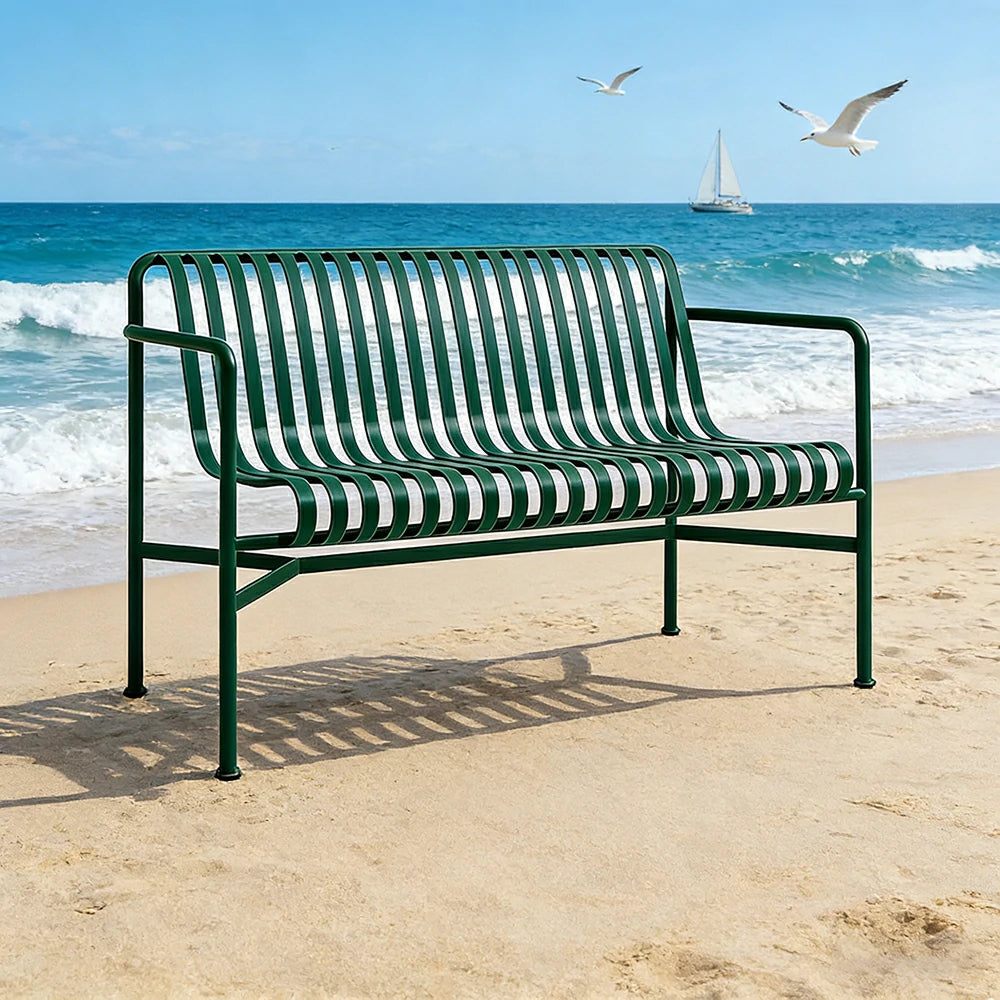 SOLARA Outdoor Metal Furniture Collection - Dining Table, Dining Chair & Lounger, Heavy-Duty Steel Frame, Weather-Resistant Finish - Green