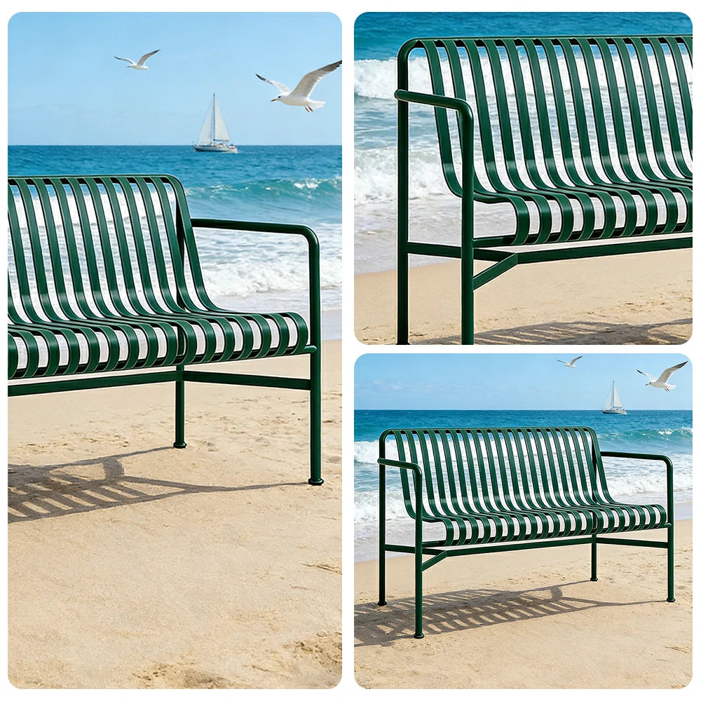 SOLARA Outdoor Metal Furniture Collection - Dining Table, Dining Chair & Lounger, Heavy-Duty Steel Frame, Weather-Resistant Finish - Green