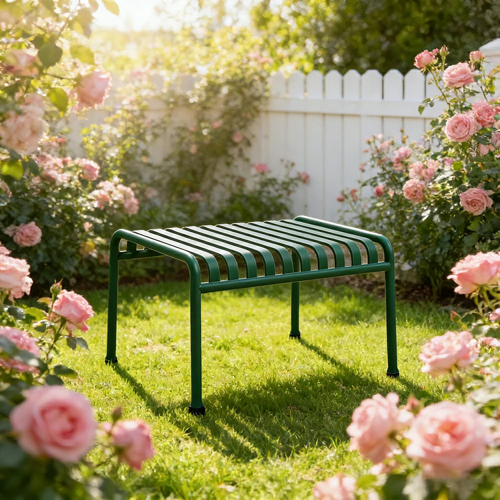 SOLARA Outdoor Metal Furniture Collection - Dining Table, Dining Chair & Lounger, Heavy-Duty Steel Frame, Weather-Resistant Finish - Green