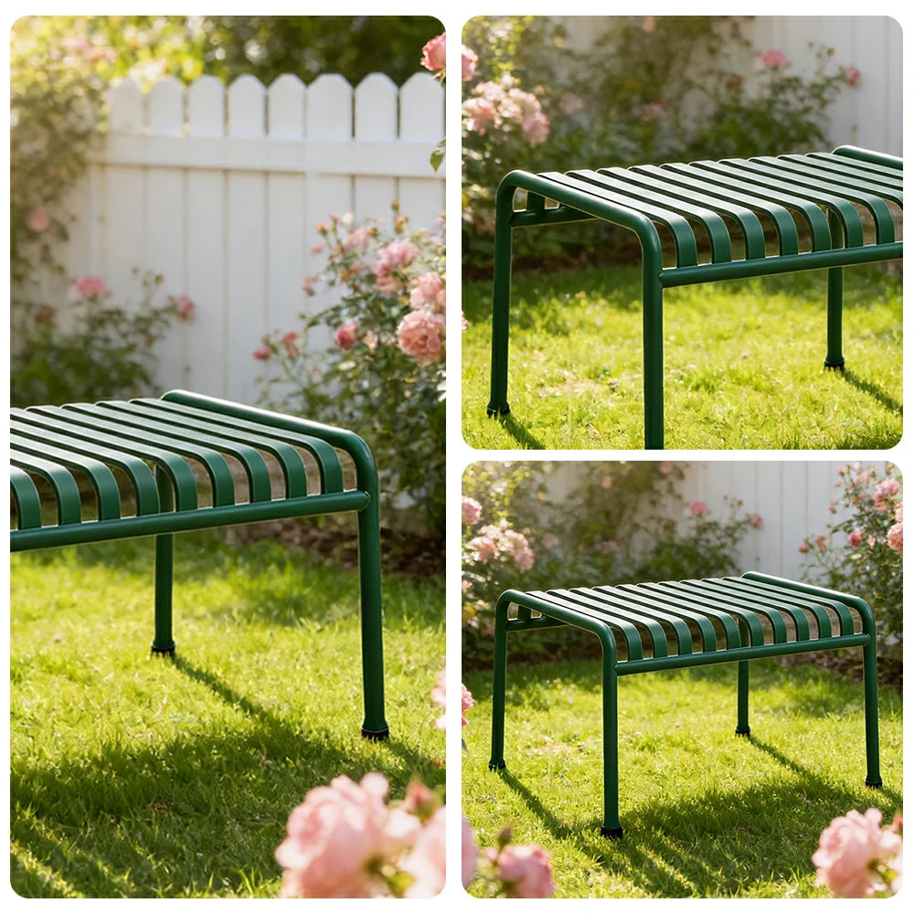 SOLARA Outdoor Metal Furniture Collection - Dining Table, Dining Chair & Lounger, Heavy-Duty Steel Frame, Weather-Resistant Finish - Green
