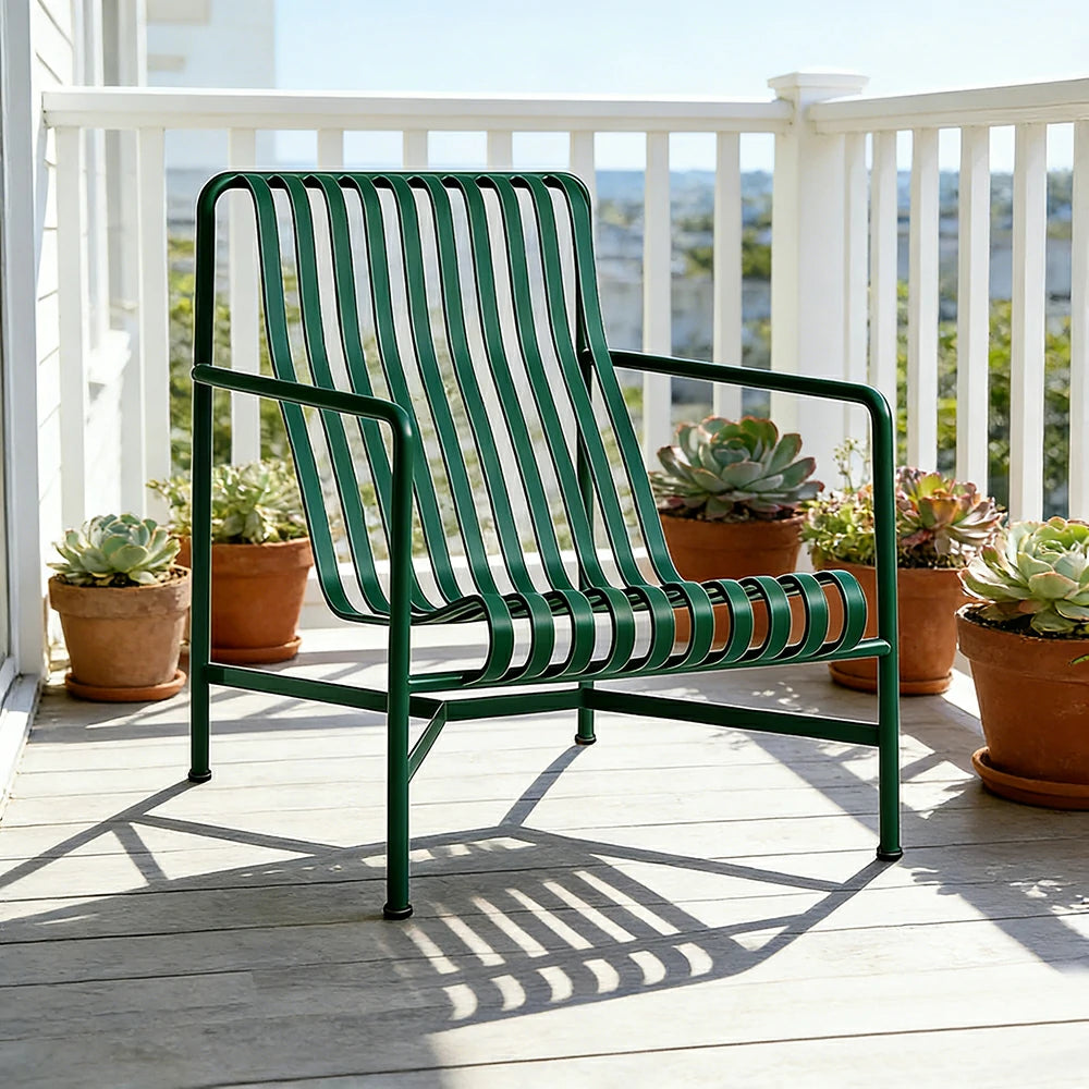SOLARA Outdoor Metal Furniture Collection - Dining Table, Dining Chair & Lounger, Heavy-Duty Steel Frame, Weather-Resistant Finish - Green
