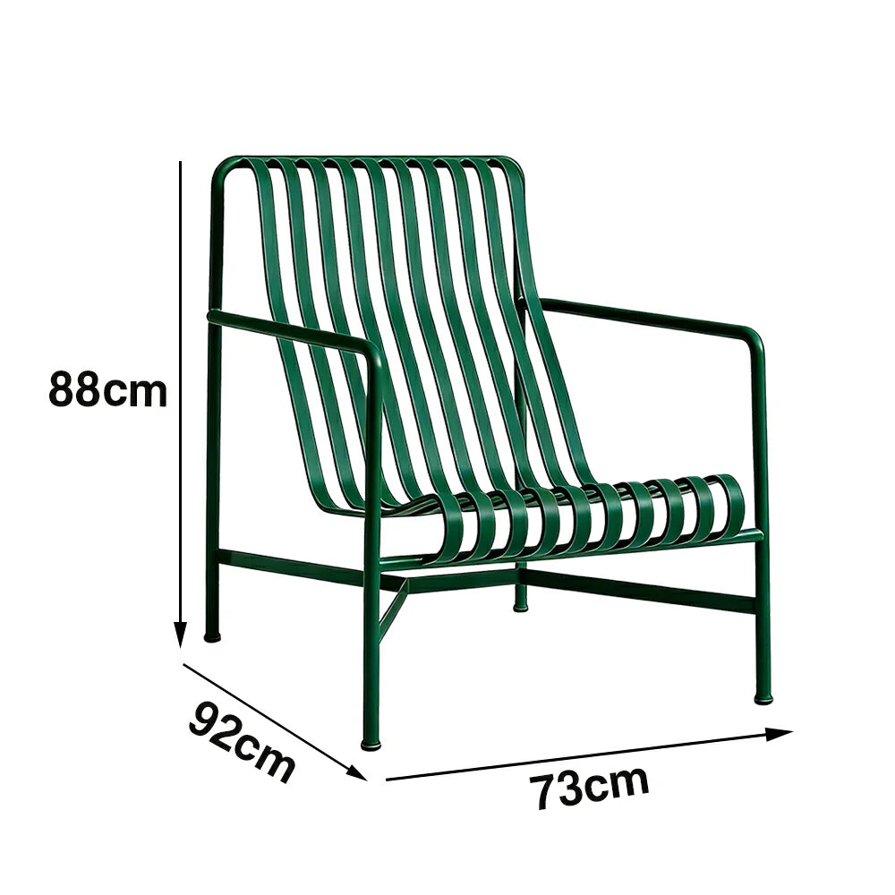 SOLARA Outdoor Metal Furniture Collection - Dining Table, Dining Chair & Lounger, Heavy-Duty Steel Frame, Weather-Resistant Finish - Green