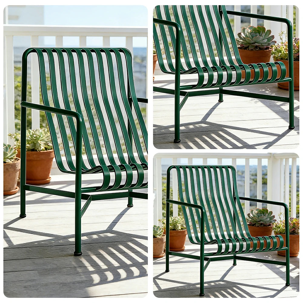 SOLARA Outdoor Metal Furniture Collection - Dining Table, Dining Chair & Lounger, Heavy-Duty Steel Frame, Weather-Resistant Finish - Green