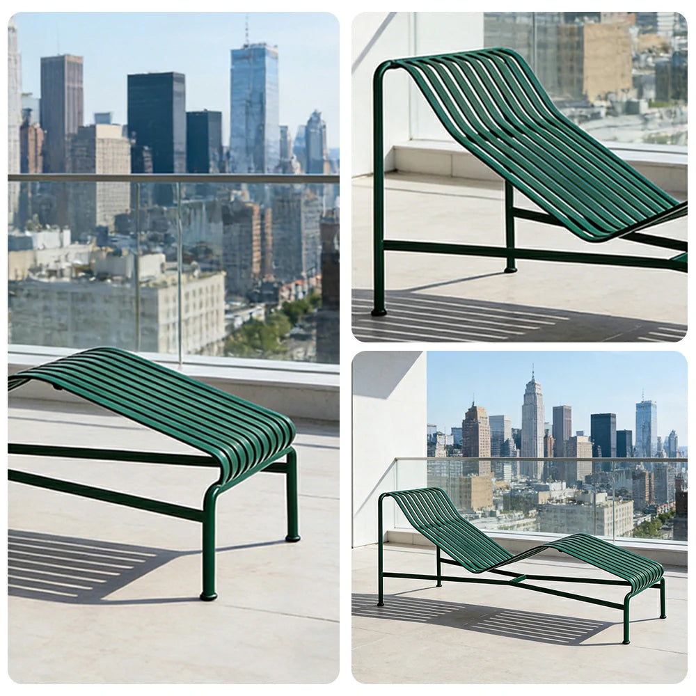 SOLARA Outdoor Metal Furniture Collection - Dining Table, Dining Chair & Lounger, Heavy-Duty Steel Frame, Weather-Resistant Finish - Green