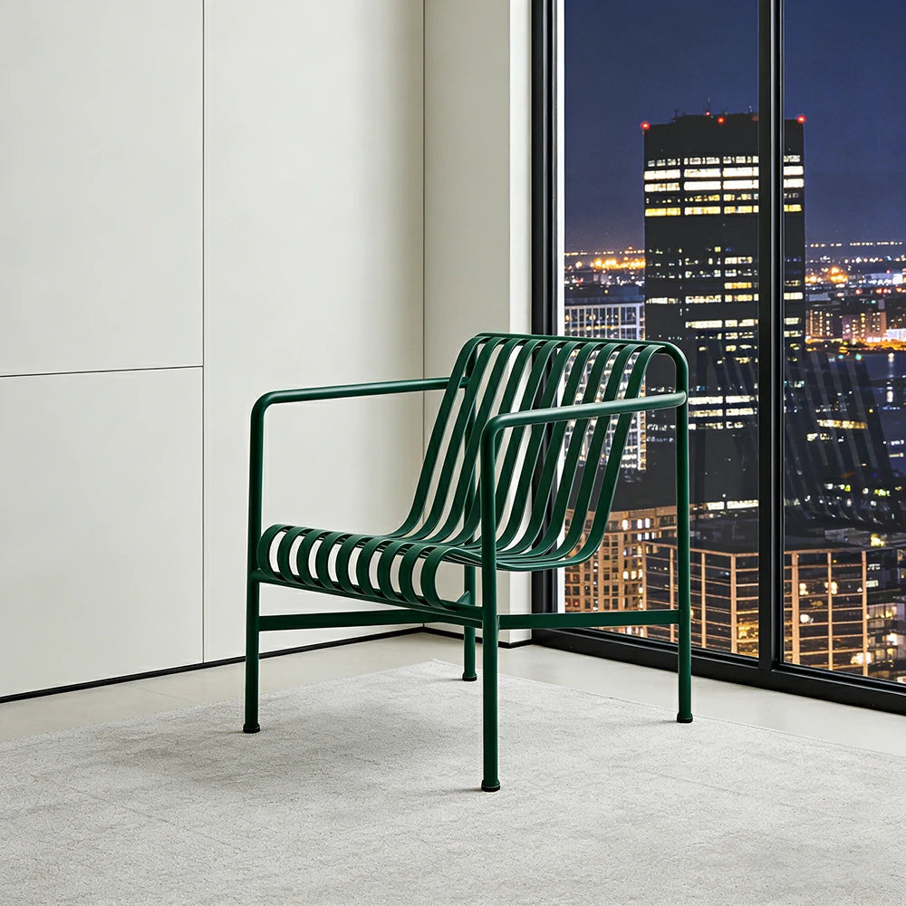 SOLARA Outdoor Metal Furniture Collection - Dining Table, Dining Chair & Lounger, Heavy-Duty Steel Frame, Weather-Resistant Finish - Green