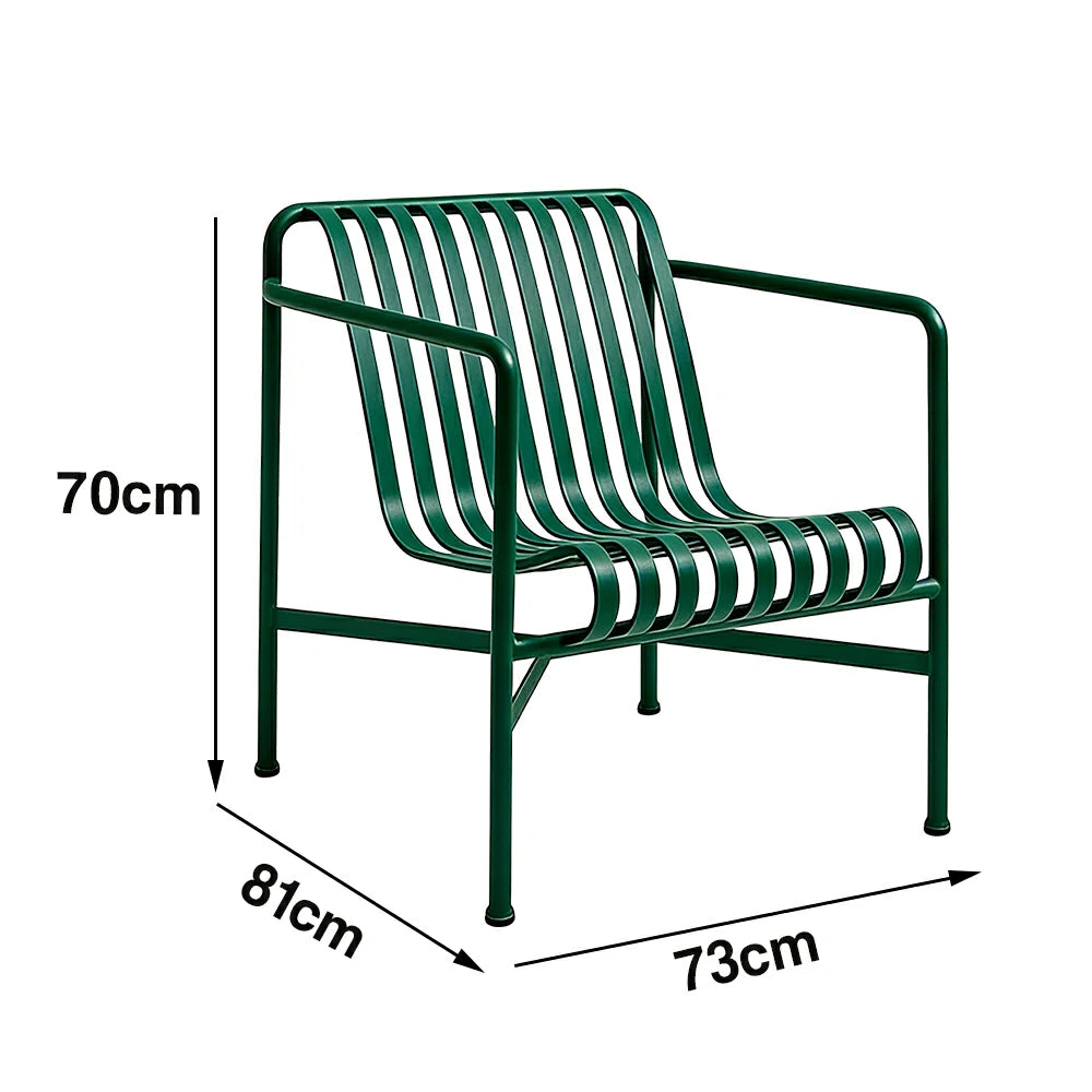 SOLARA Outdoor Metal Furniture Collection - Dining Table, Dining Chair & Lounger, Heavy-Duty Steel Frame, Weather-Resistant Finish - Green