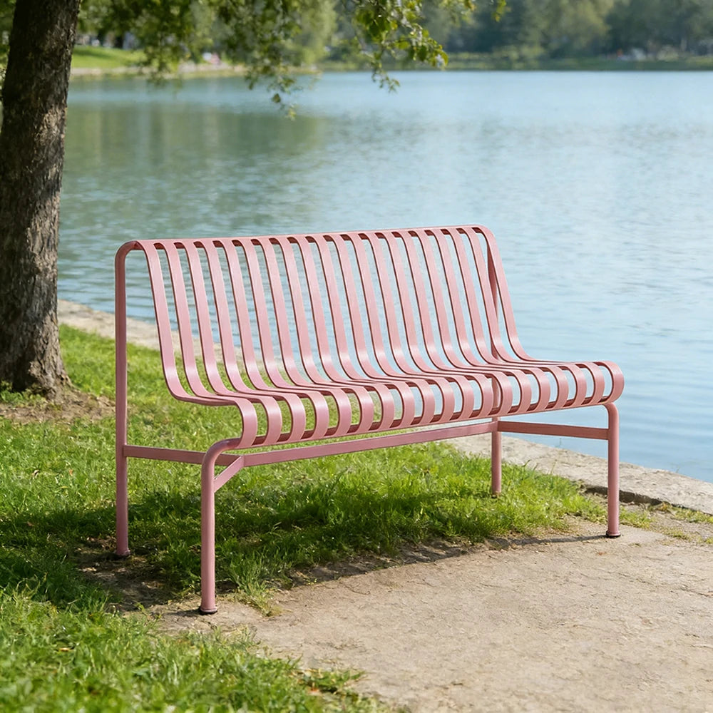 SOLARA Outdoor Metal Furniture Collection - Dining Table, Dining Chair & Lounger, Heavy-Duty Steel Frame, Weather-Resistant Finish - Pink