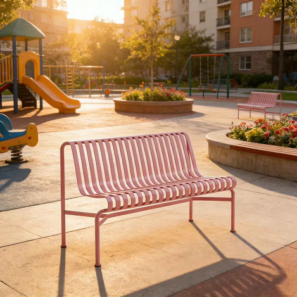 SOLARA Outdoor Metal Furniture Collection - Dining Table, Dining Chair & Lounger, Heavy-Duty Steel Frame, Weather-Resistant Finish - Pink