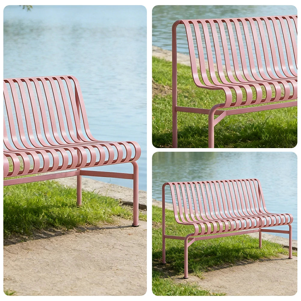 SOLARA Outdoor Metal Furniture Collection - Dining Table, Dining Chair & Lounger, Heavy-Duty Steel Frame, Weather-Resistant Finish - Pink