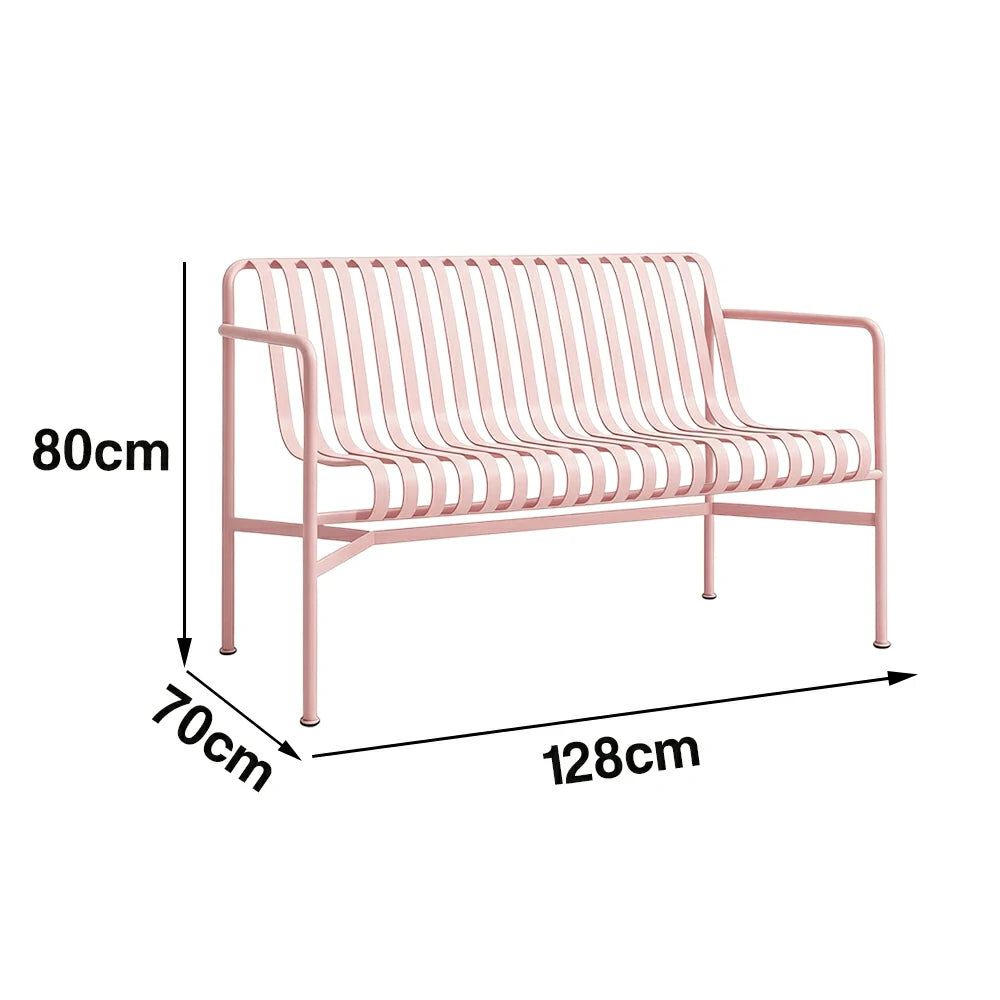 SOLARA Outdoor Metal Furniture Collection - Dining Table, Dining Chair & Lounger, Heavy-Duty Steel Frame, Weather-Resistant Finish - Pink