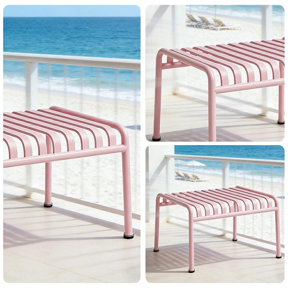 SOLARA Outdoor Metal Furniture Collection - Dining Table, Dining Chair & Lounger, Heavy-Duty Steel Frame, Weather-Resistant Finish - Pink