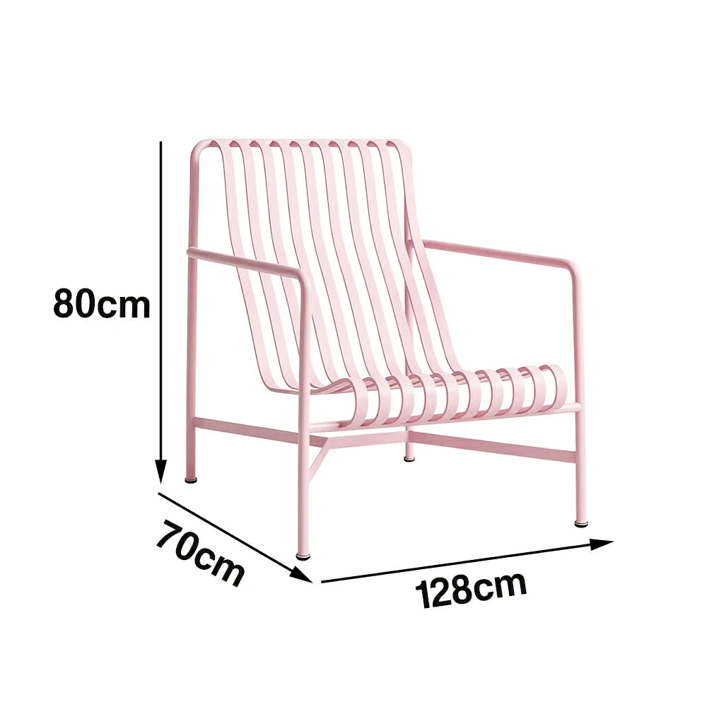 SOLARA Outdoor Metal Furniture Collection - Dining Table, Dining Chair & Lounger, Heavy-Duty Steel Frame, Weather-Resistant Finish - Pink
