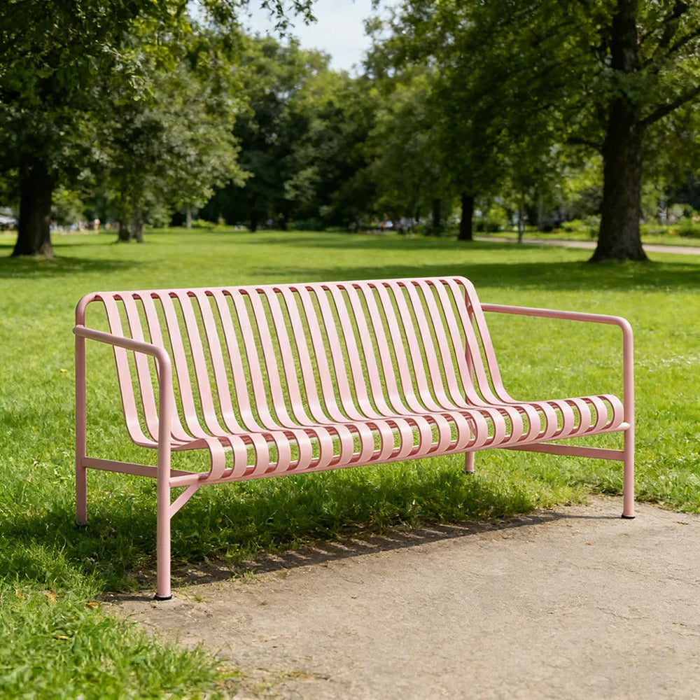 SOLARA Outdoor Metal Furniture Collection - Dining Table, Dining Chair & Lounger, Heavy-Duty Steel Frame, Weather-Resistant Finish - Pink