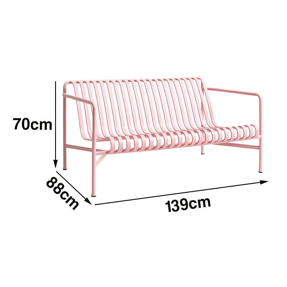SOLARA Outdoor Metal Furniture Collection - Dining Table, Dining Chair & Lounger, Heavy-Duty Steel Frame, Weather-Resistant Finish - Pink