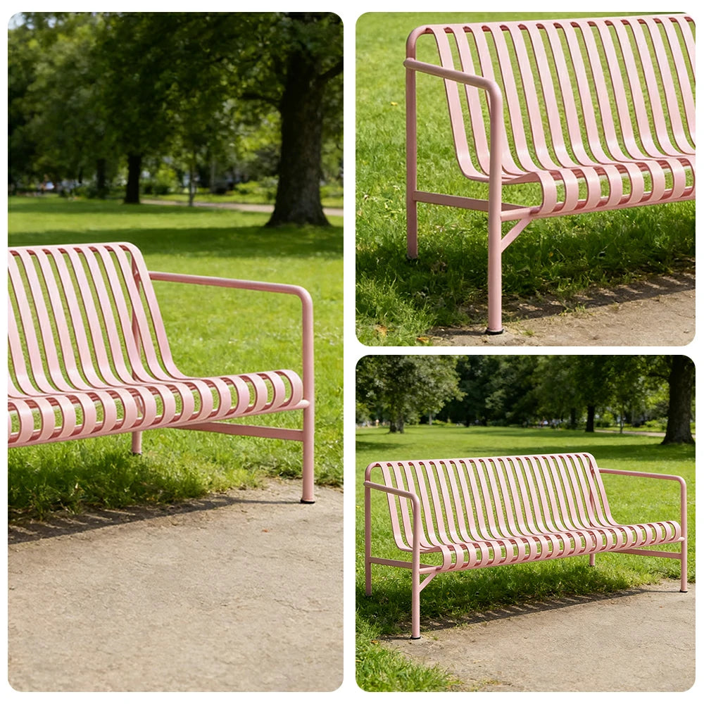 SOLARA Outdoor Metal Furniture Collection - Dining Table, Dining Chair & Lounger, Heavy-Duty Steel Frame, Weather-Resistant Finish - Pink