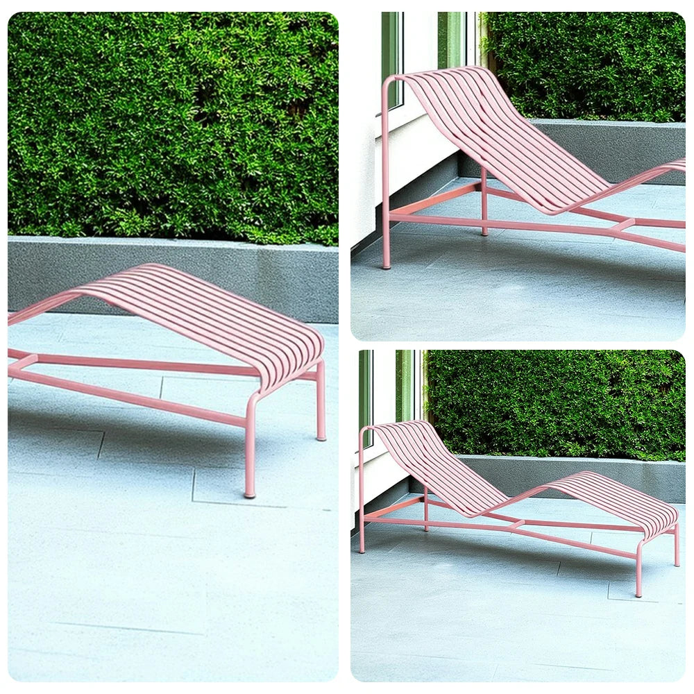 SOLARA Outdoor Metal Furniture Collection - Dining Table, Dining Chair & Lounger, Heavy-Duty Steel Frame, Weather-Resistant Finish - Pink