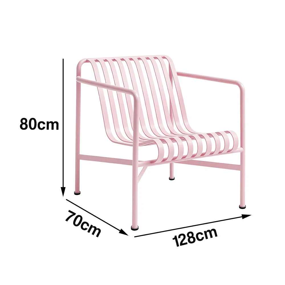 SOLARA Outdoor Metal Furniture Collection - Dining Table, Dining Chair & Lounger, Heavy-Duty Steel Frame, Weather-Resistant Finish - Pink