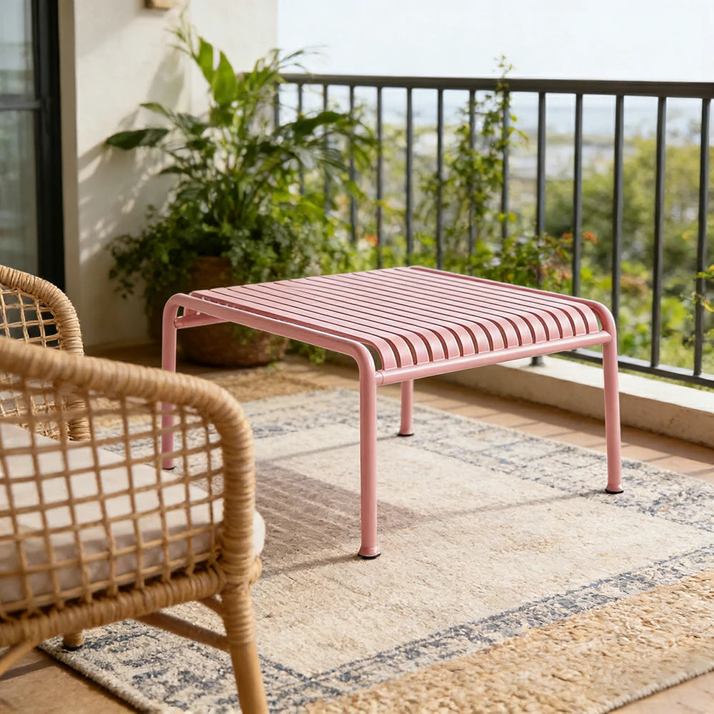 SOLARA Outdoor Metal Furniture Collection - Dining Table, Dining Chair & Lounger, Heavy-Duty Steel Frame, Weather-Resistant Finish - Pink